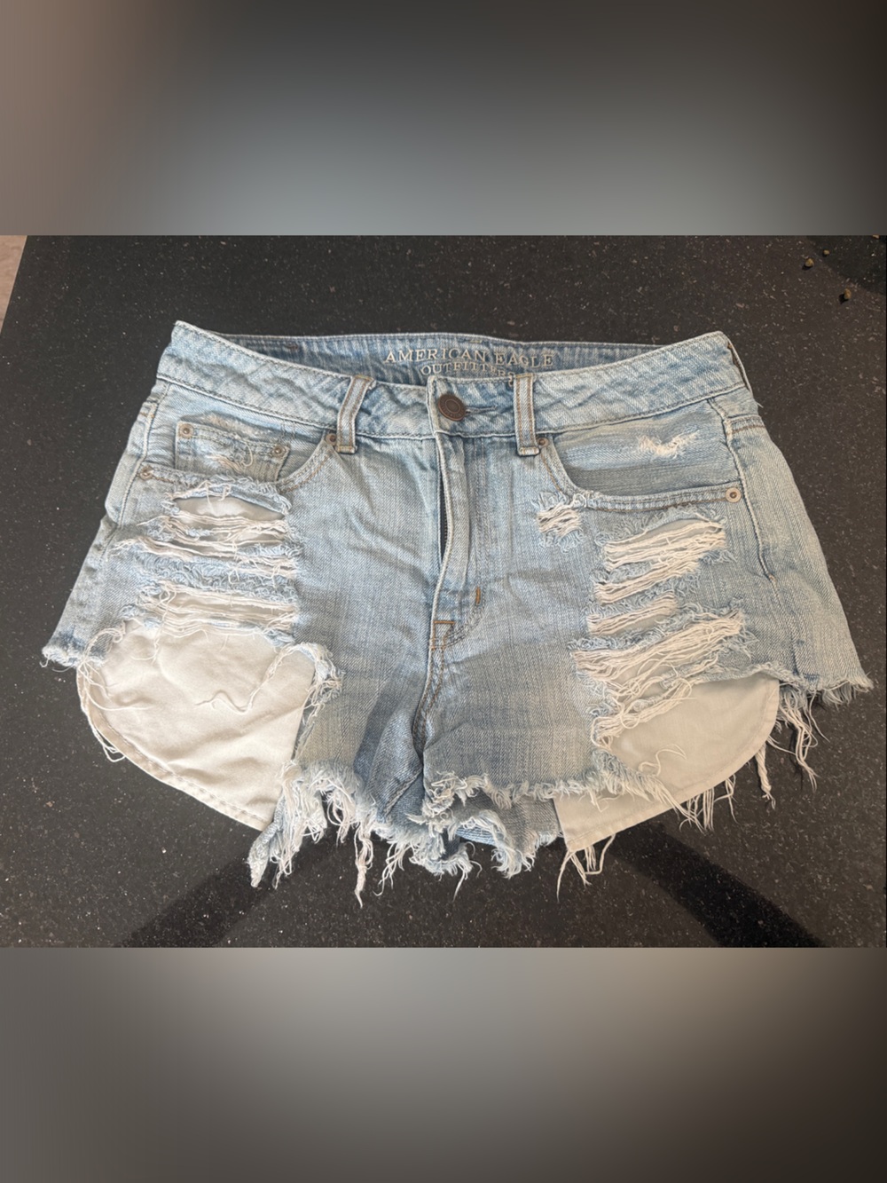 American Eagle Outfitters Light Wash Distressed Denim Cutoff Shorts